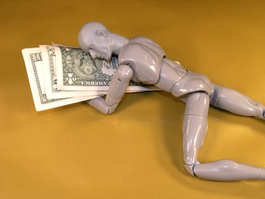 manikin hugging money