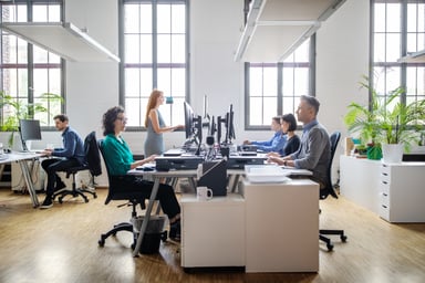 work in office standing desk open office