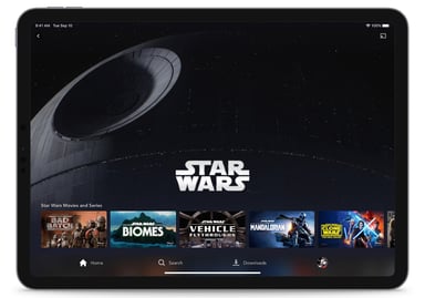 Disney+ app displayed on table