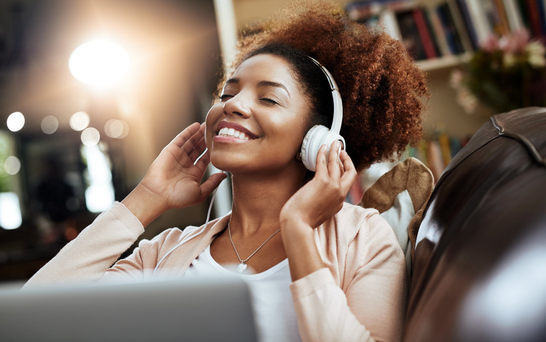 Listening to Music on Couch