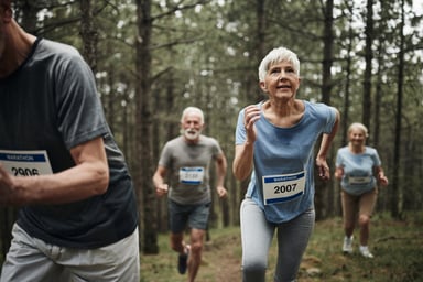 Runners in trail race