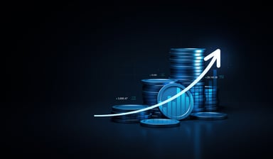 chart rising with money in the background