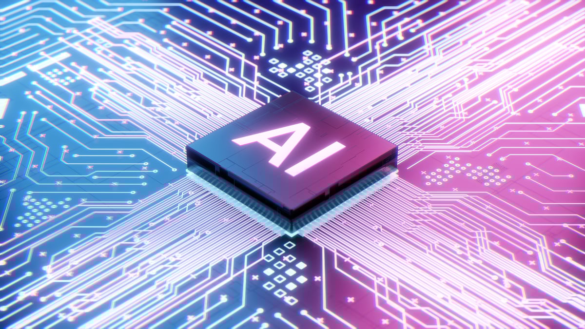 A semiconductor with AI written on it.