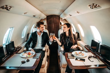Couple on private jet