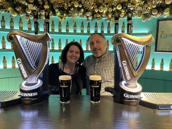 Chuck Saletta and his sister Kate at the Guinness Academy in Dublin.