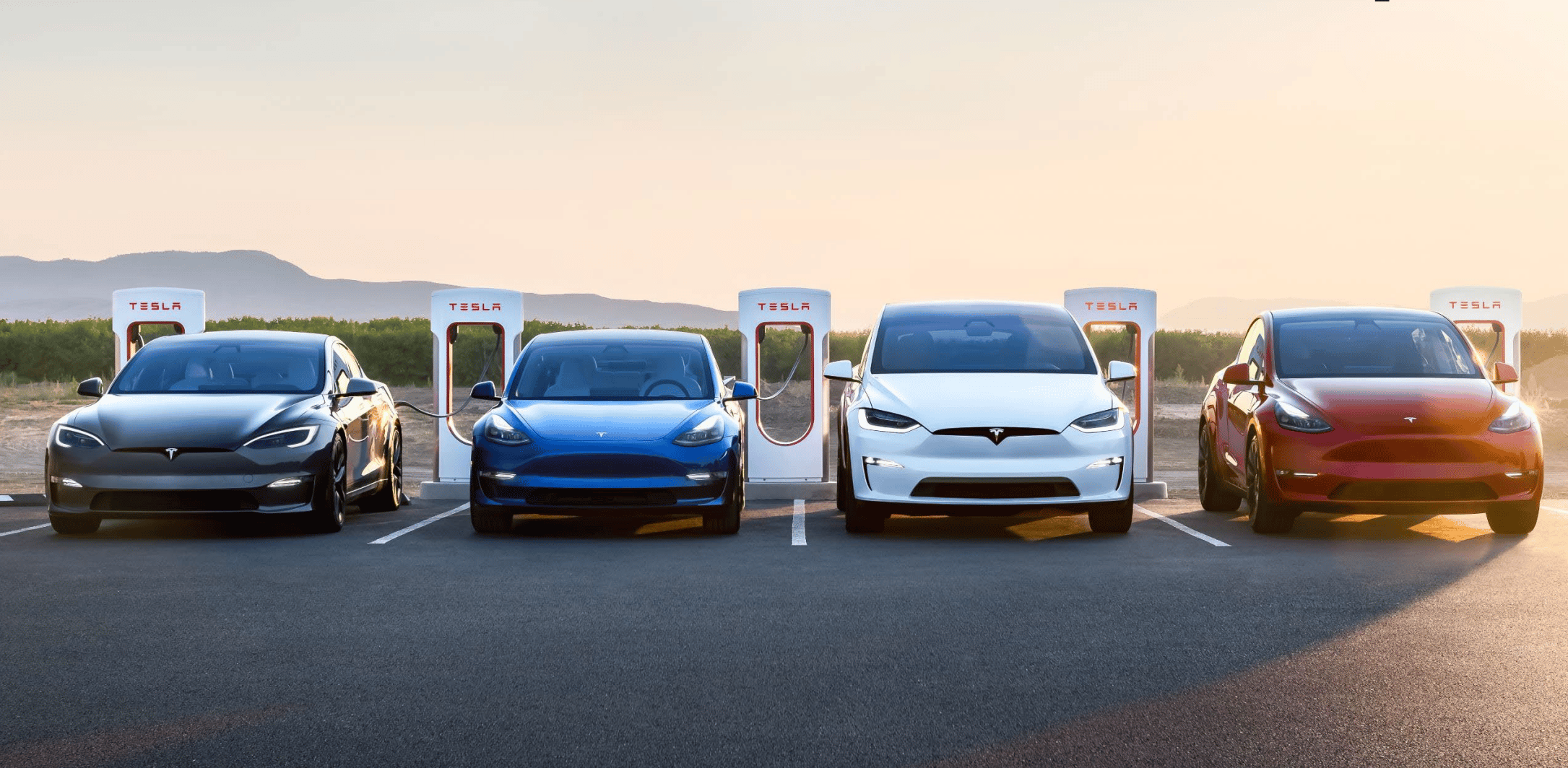 Teslas at Superchargers