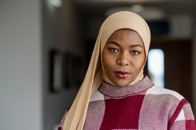 Getty - head scarf serious person
