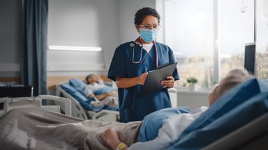 Doctor and patient in a hospital room