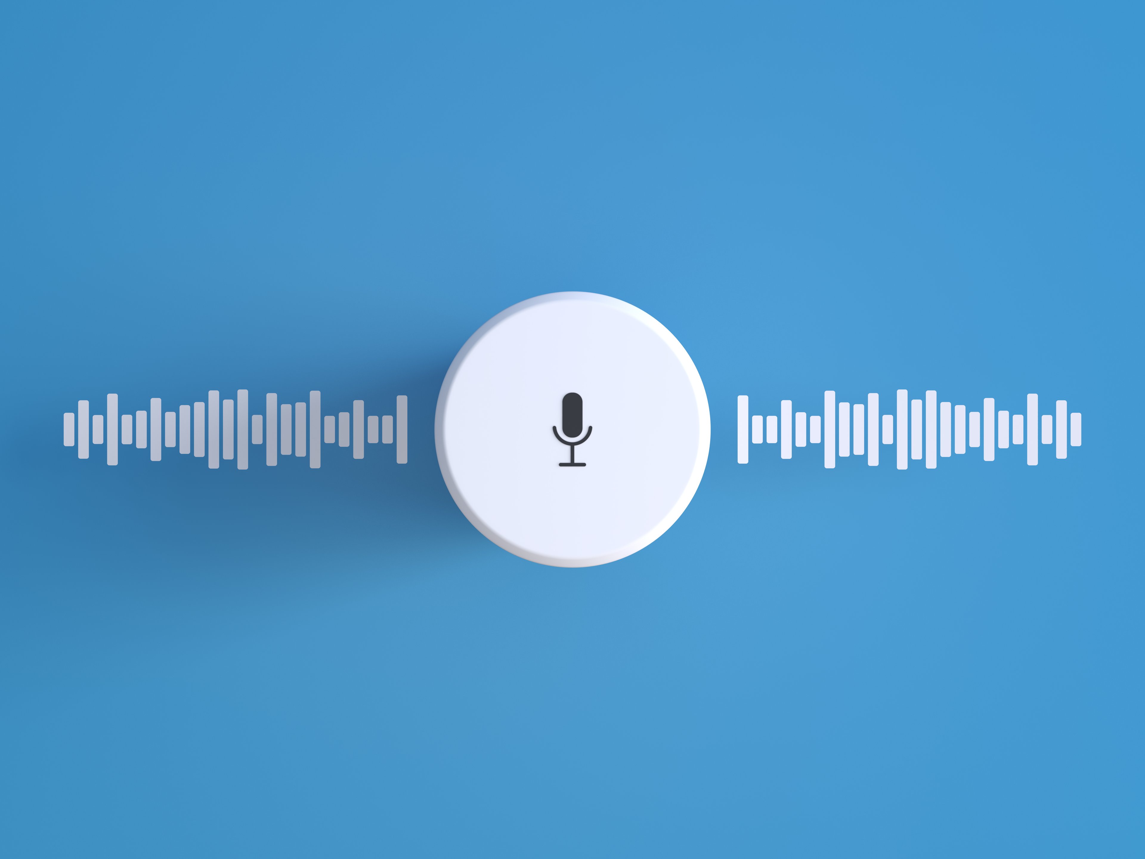 Microphone icon with sound waves around it.