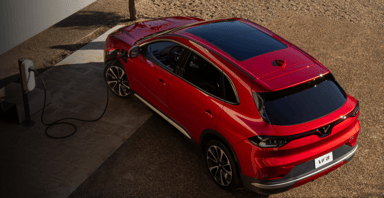 VinFast red VF8 charging