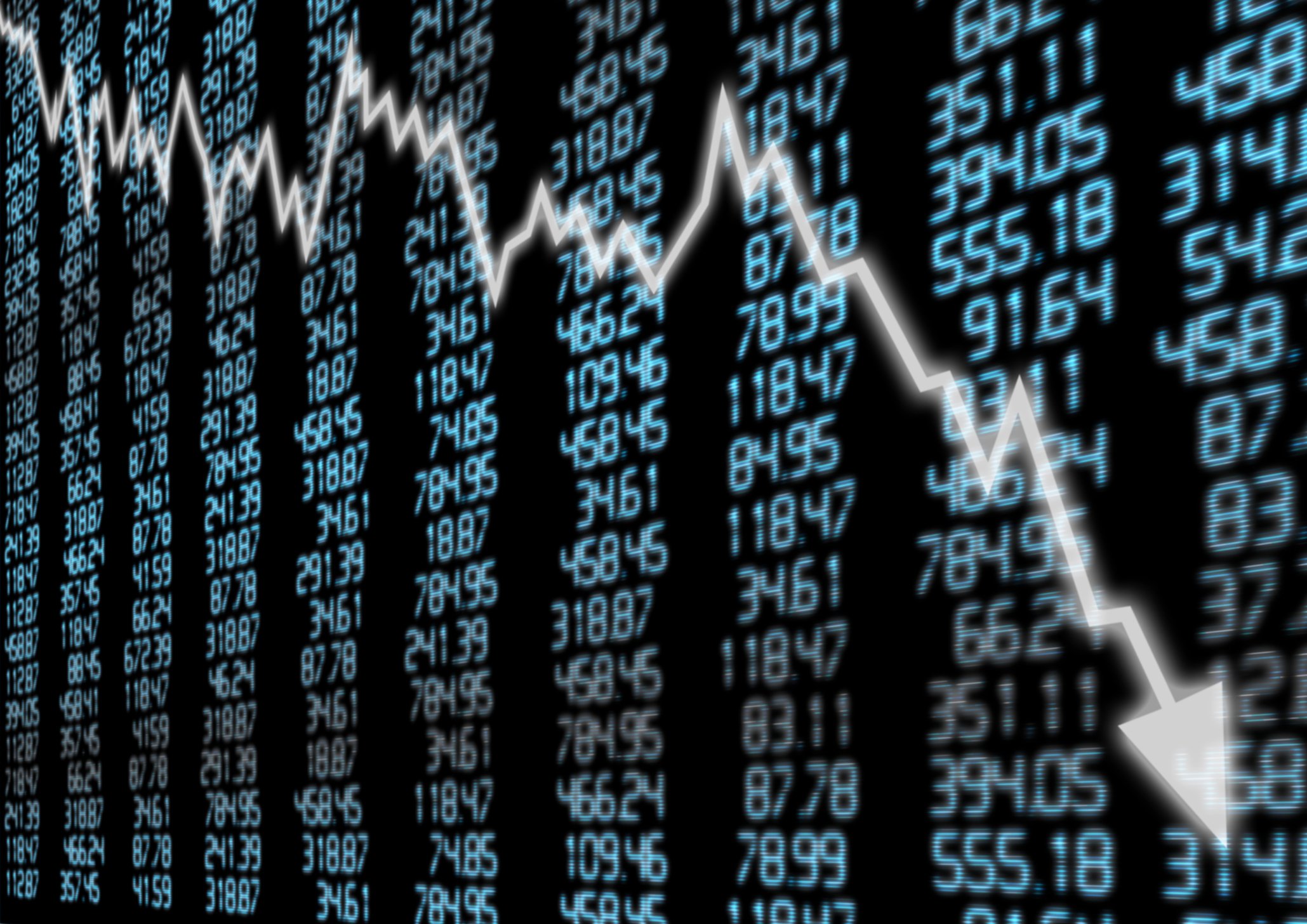 Arrow Graph Going Down stocks display