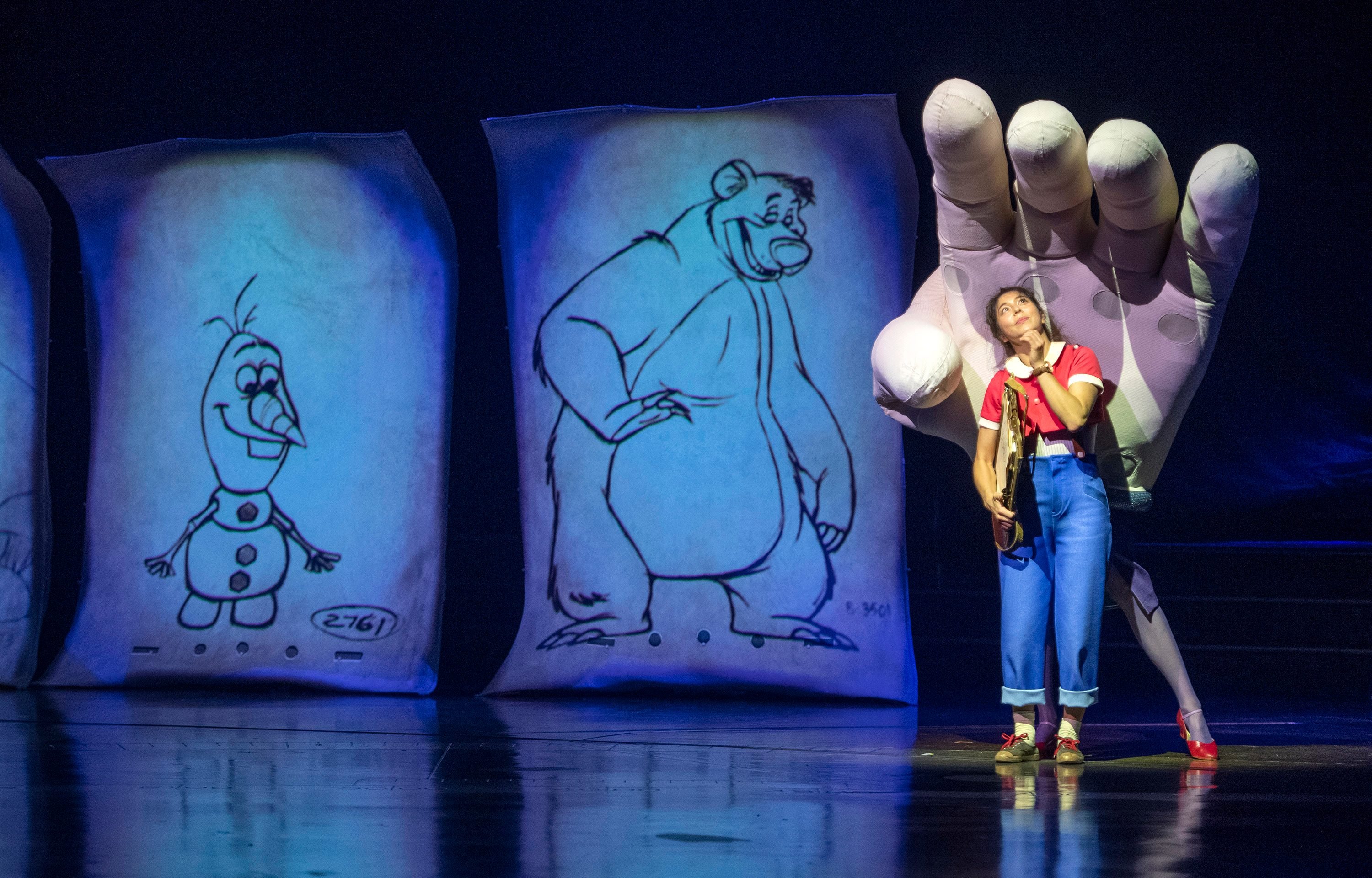 A scene from Disney's "Drawn to Life" show at Disney Springs in Walt Disney World.