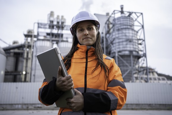 A person working at an energy plant.
