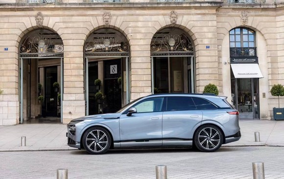An XPeng G9, a five-passenger electric crossover SUV, parked in Paris. 