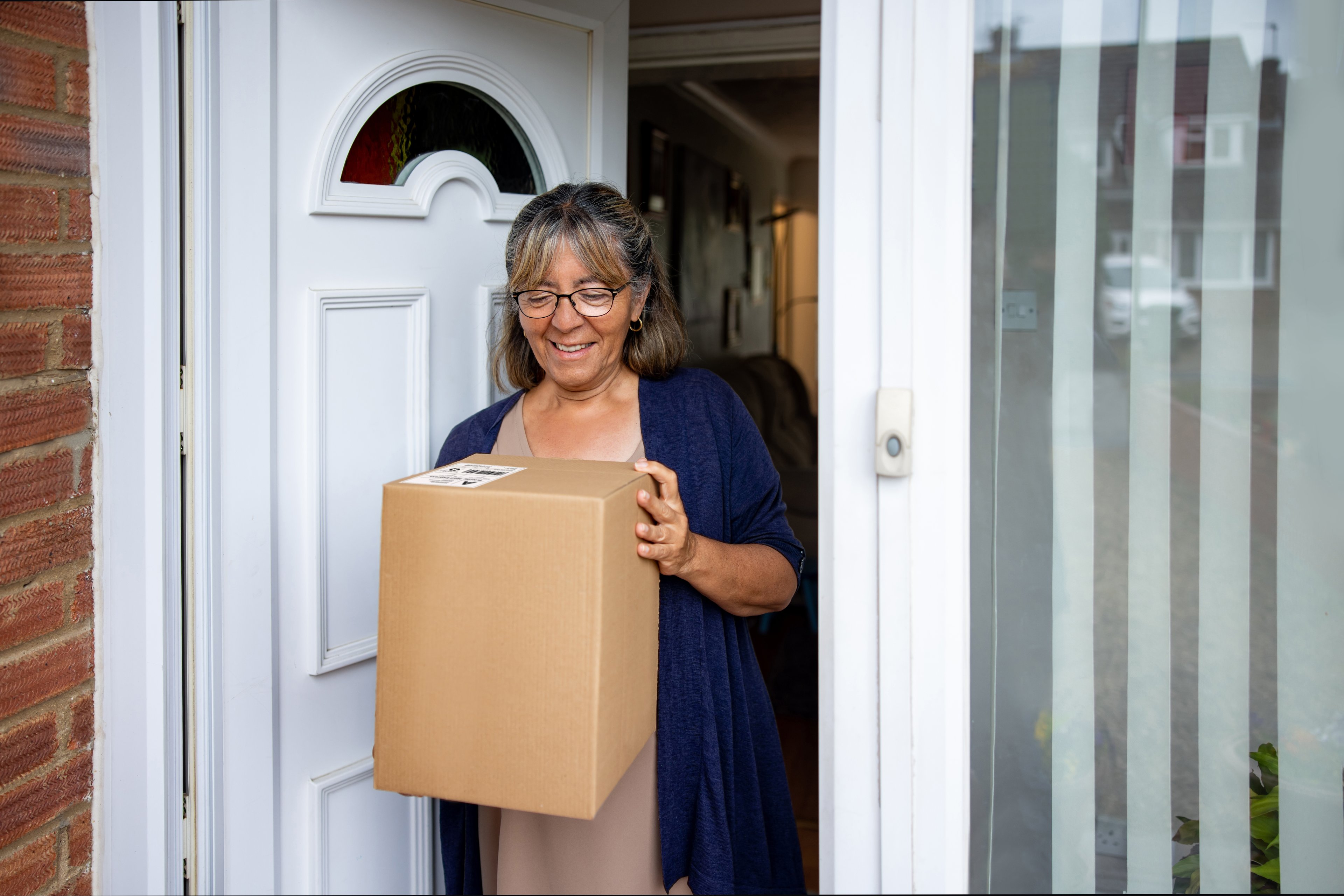 homeowner receives a package.