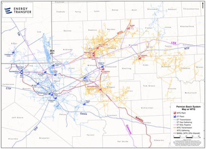 A map showing the complimentary nature of the WTG acquisition. 