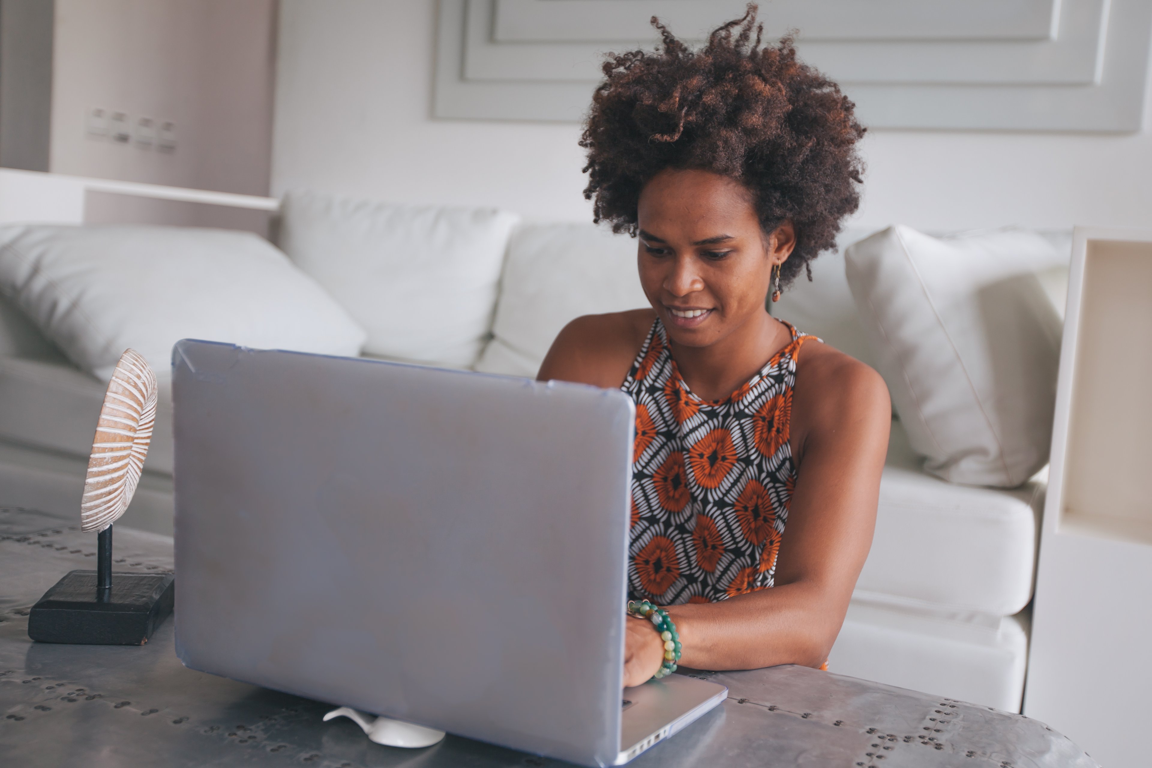 woman laptop smile business work from home