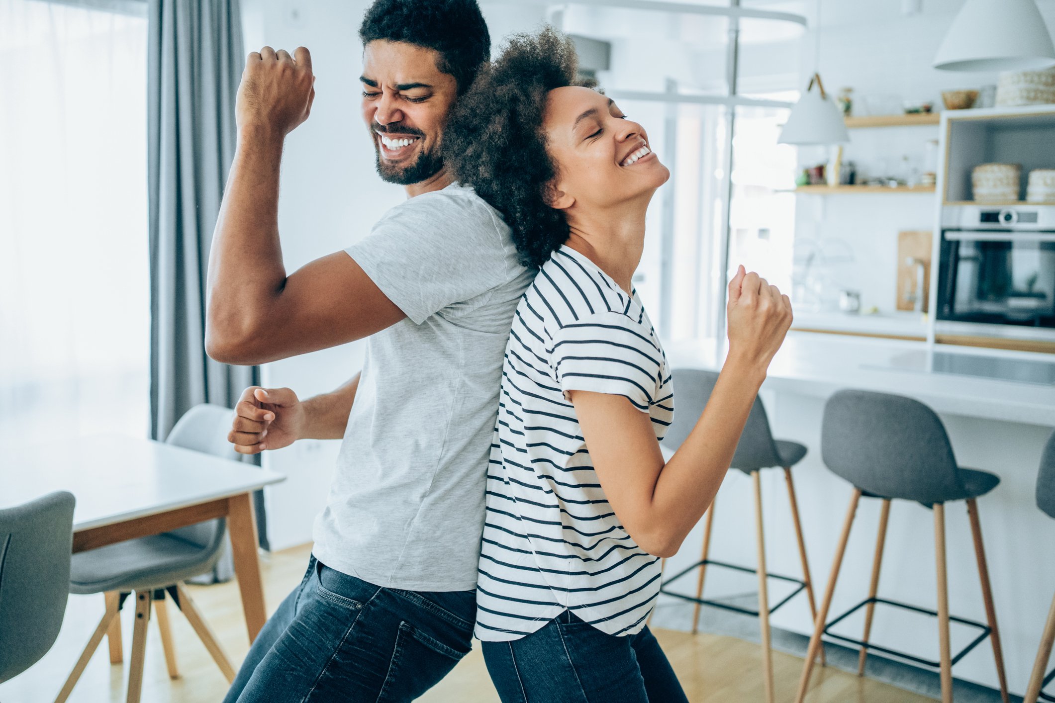African American young couple dancing
