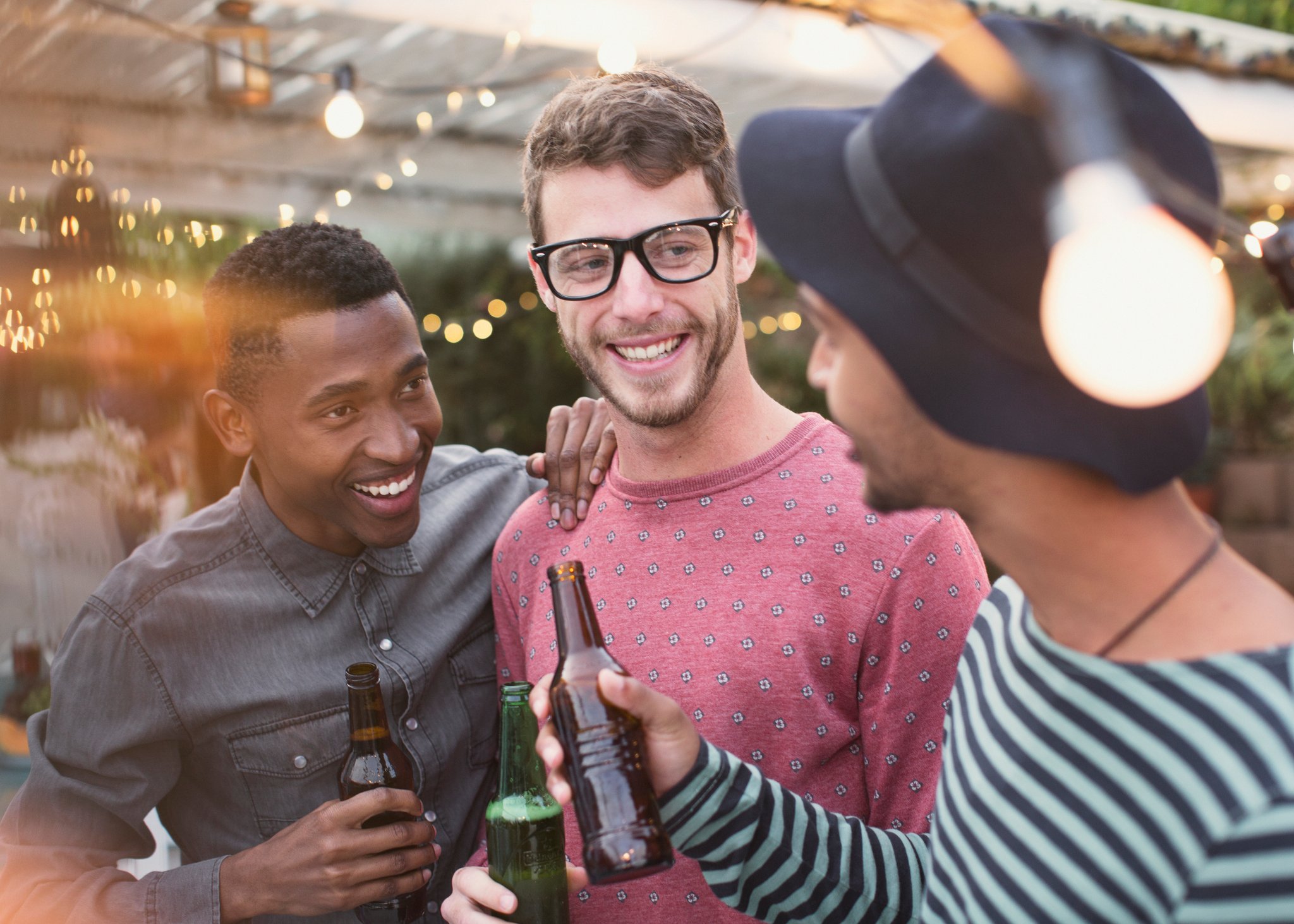 Group of people drinking together.