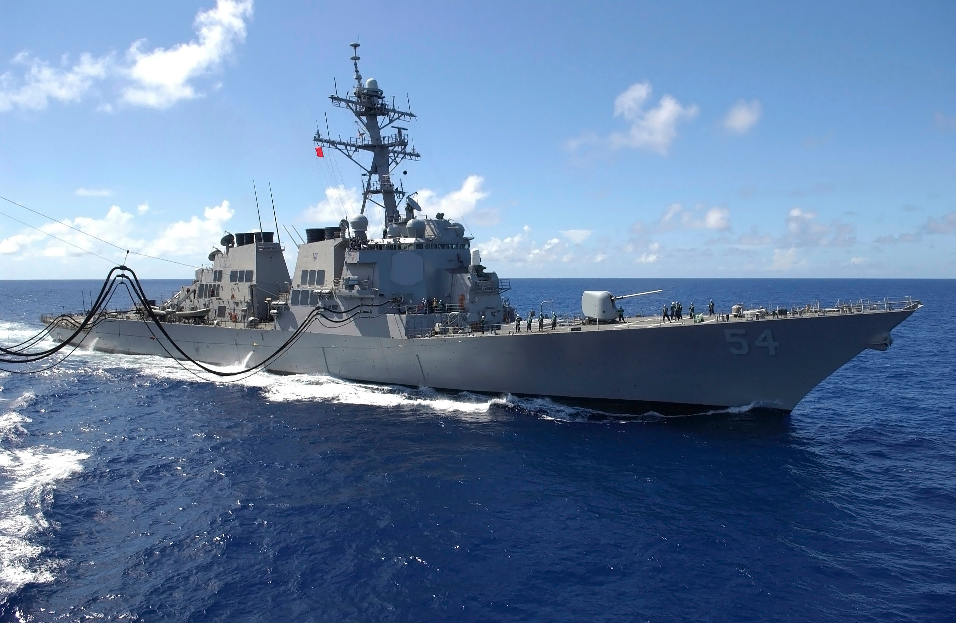 Destroyer USS Curtis Wilbur (DDG 54) at sea.