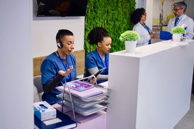 A nurses station at a hospital.