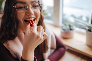 person eating candy