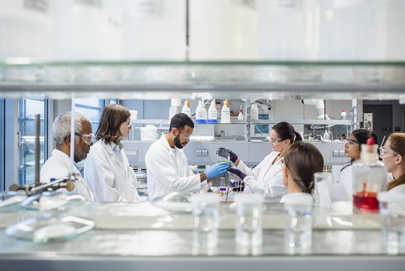 Researchers working in a lab.
