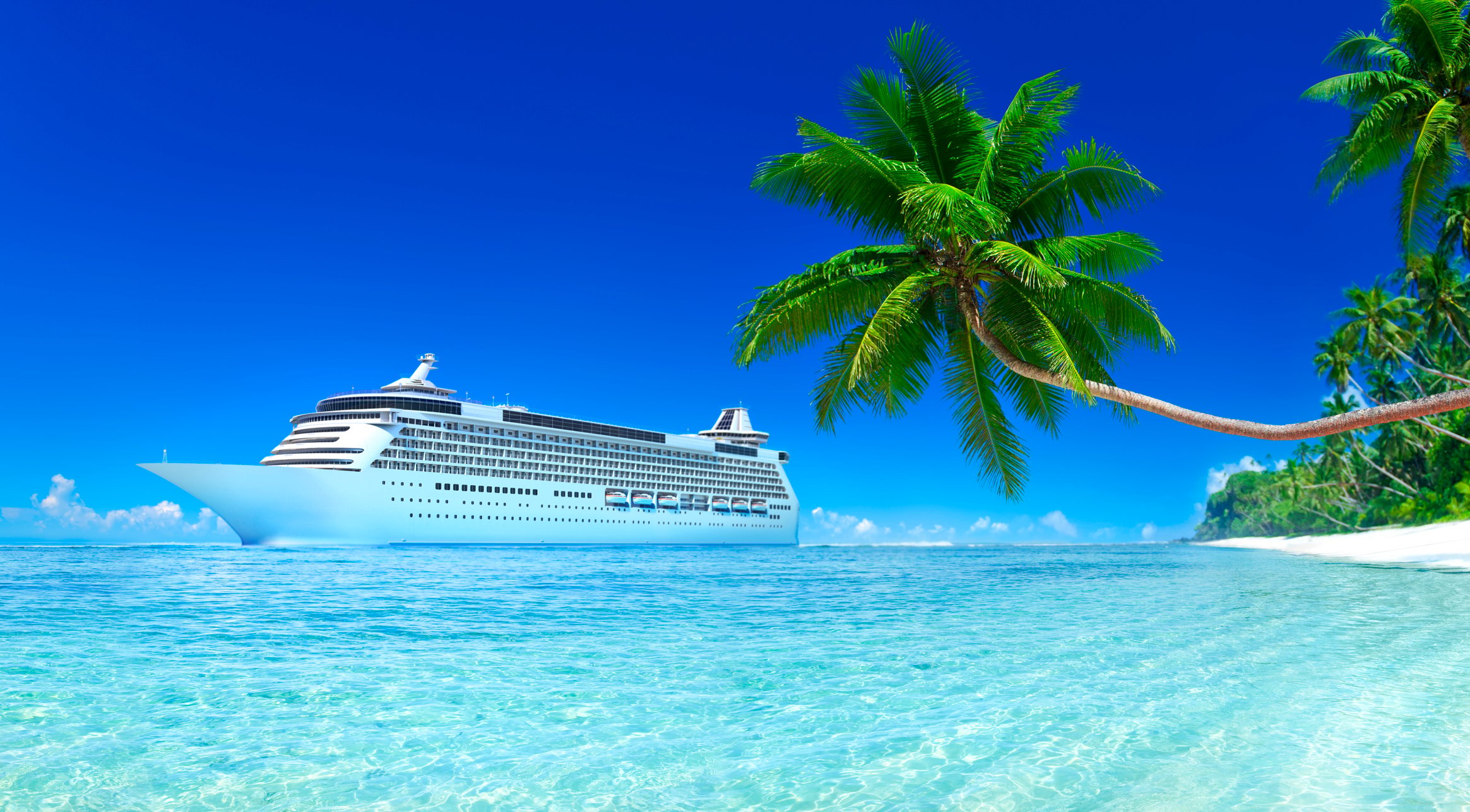 Cruise Ship Near a Beach