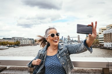 Person taking an outdoor selfie