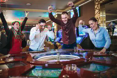 People celebrating at a casino