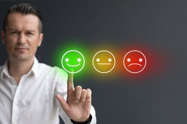 user selects happy face