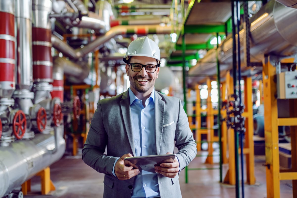 businessman at an industrial facility.