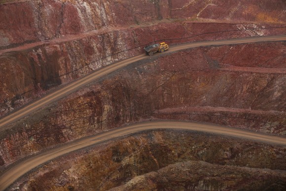 A truck at a copper mine.