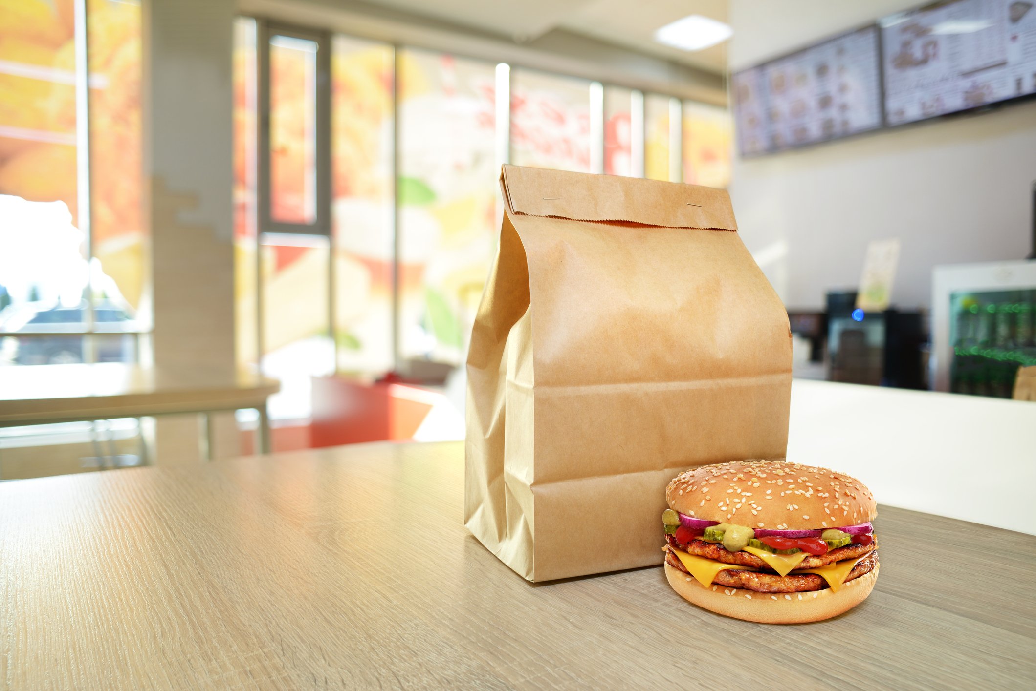 Burger at Fast Food Restaurant