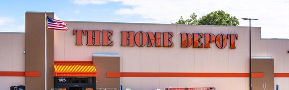 The exterior of a Home Depot store.