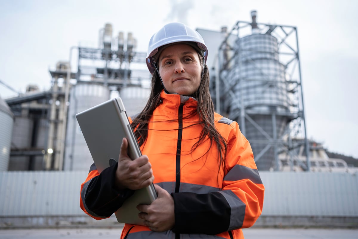 Worker at an oil refinery.