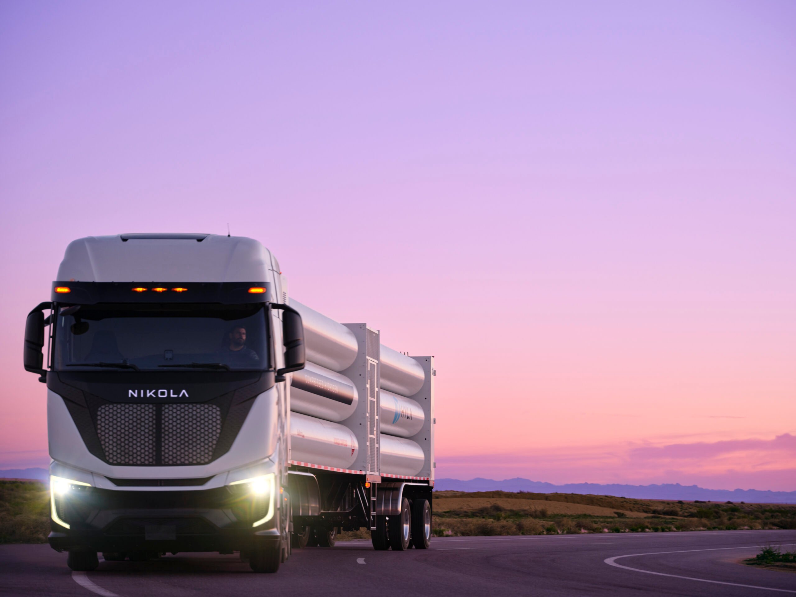 Nikola HYLA truck at sunrise
