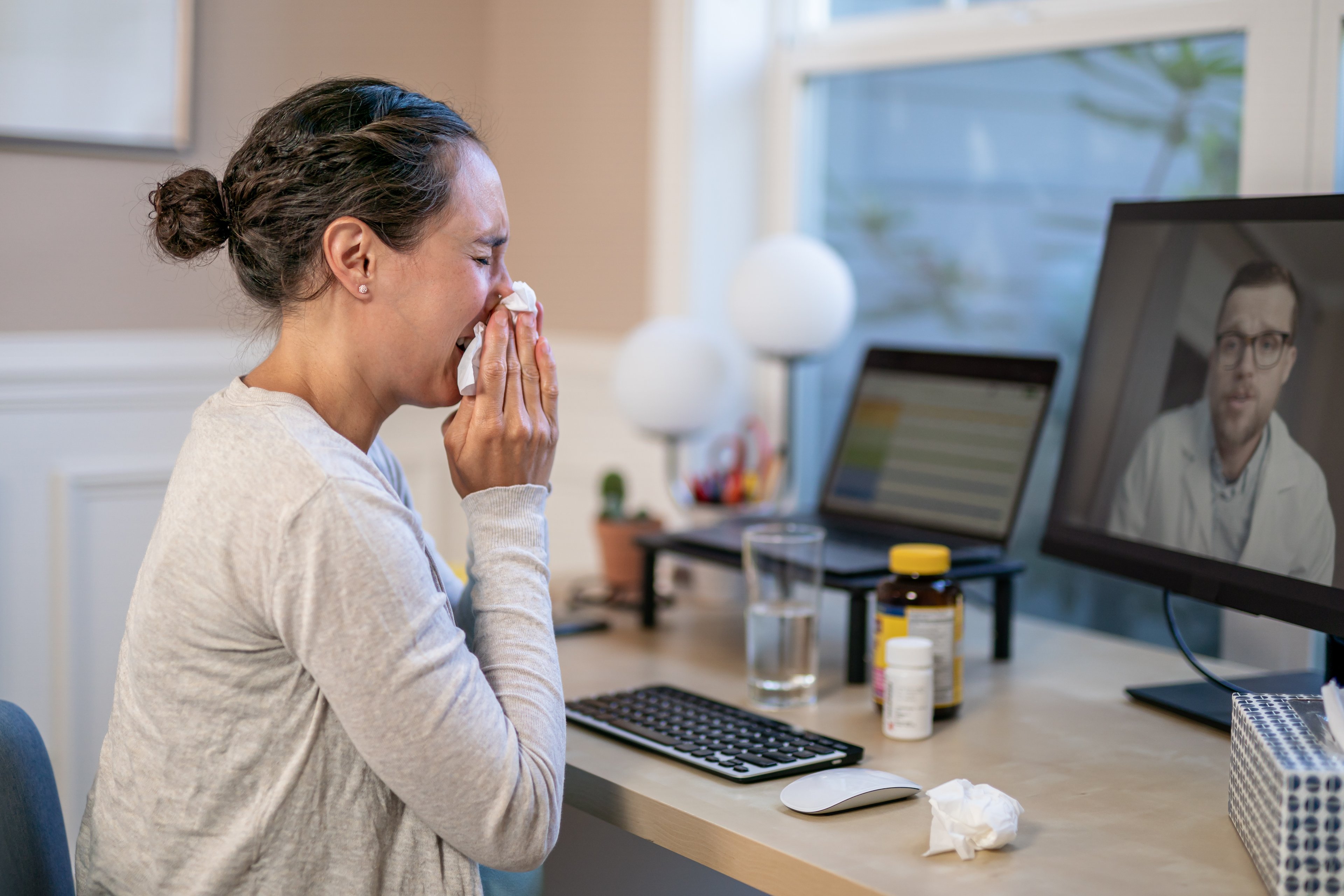 A person doing a telemedicine consultation 