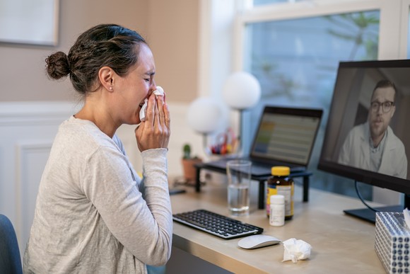 A person doing a telemedicine consultation 