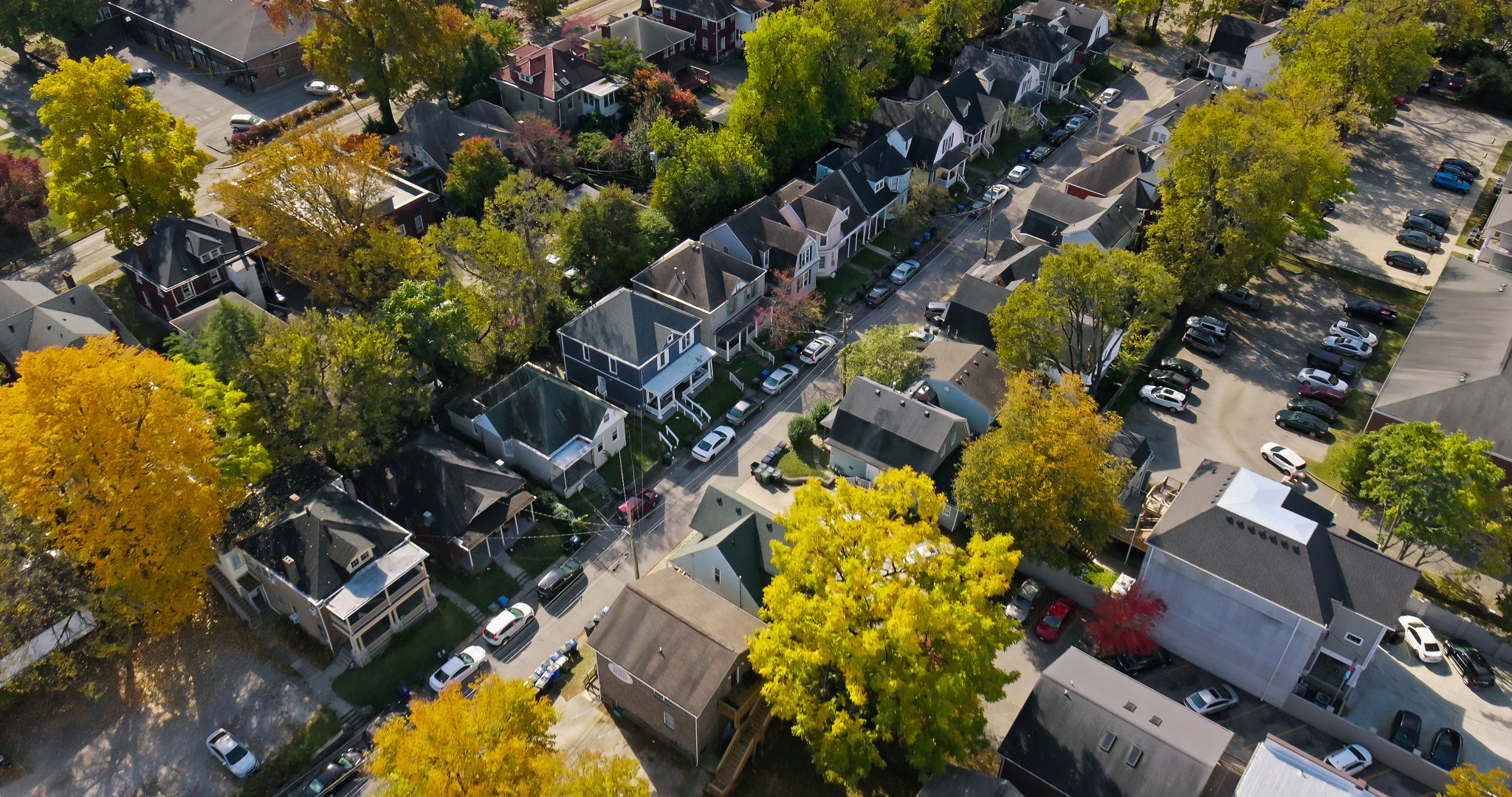 Aerial view of a small town in Kentucky.