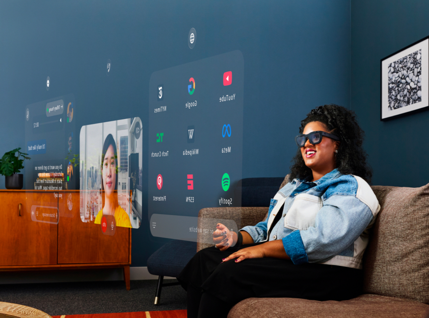 Image of person wearing Meta Orion glasses.