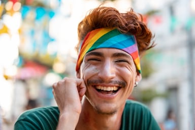 Getty - rainbow headband lgbt happy smiling
