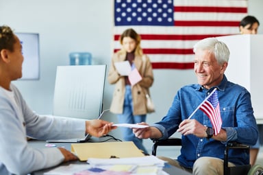 People casting ballots.