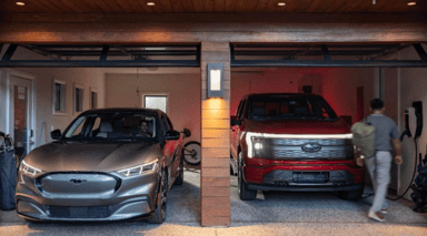 Ford electric vehicles in garage