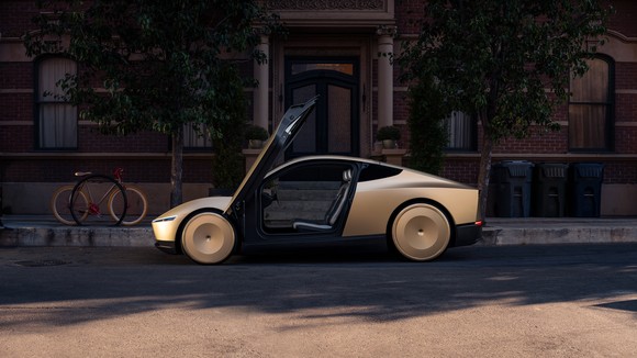 profile view of Tesla's prototype robotaxi. 