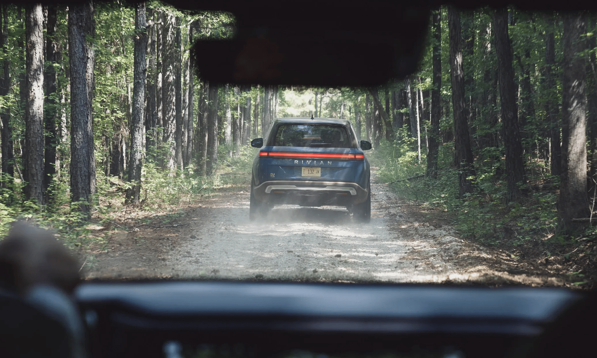 Rivian SUV from behind