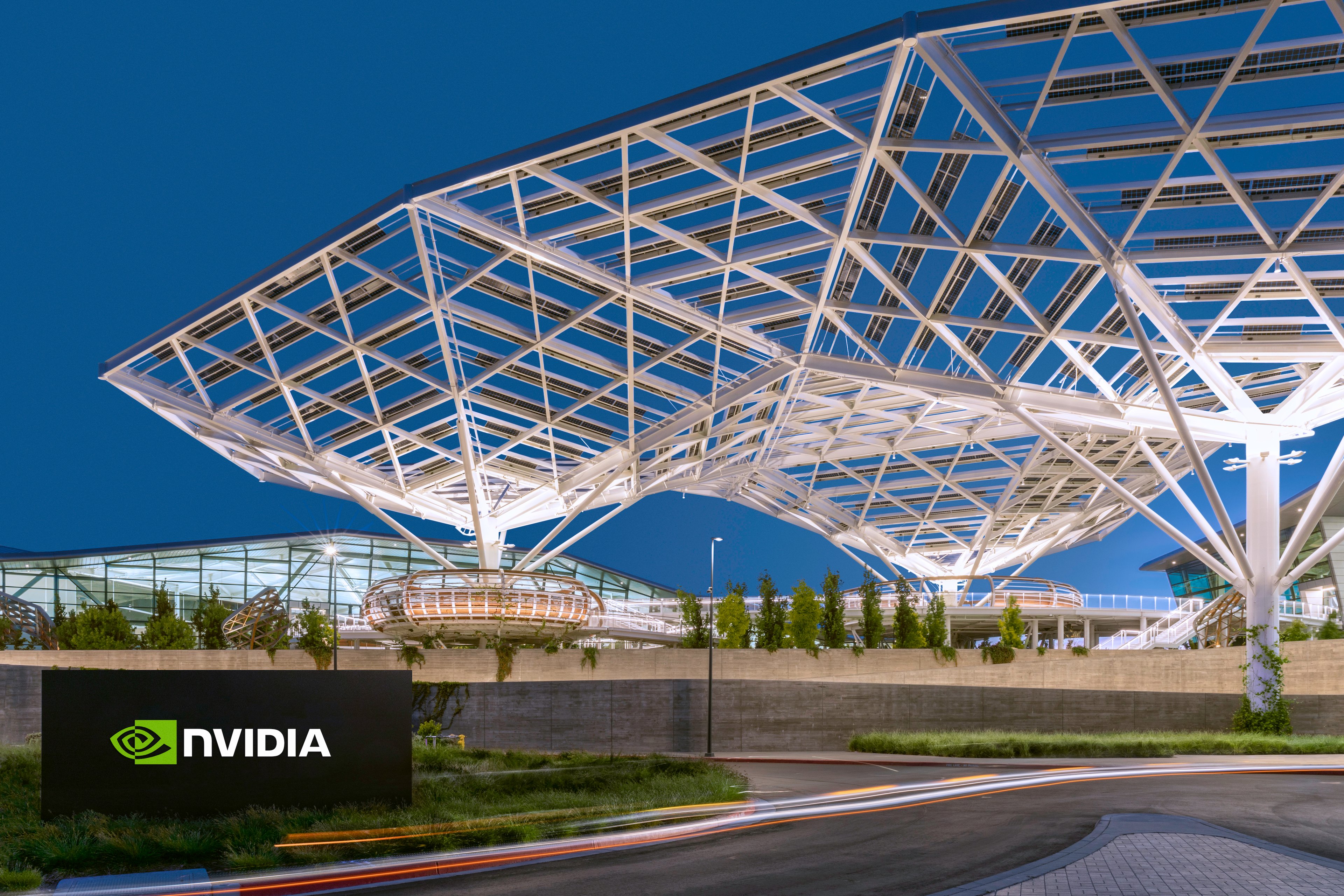 Nvidia headquarters at dusk