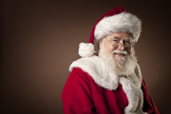 A smiling Santa Claus.