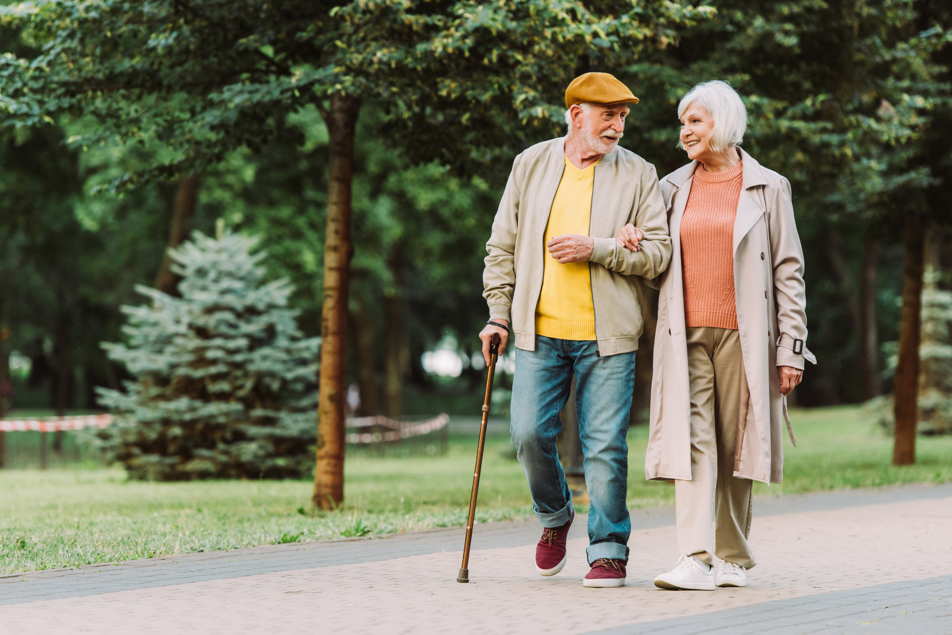 Elderly couple talking