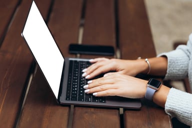 working with MacBook Pro in outside